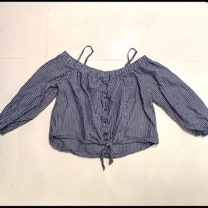 Charlotte Russe Blue Pinstriped Off The Shoulder